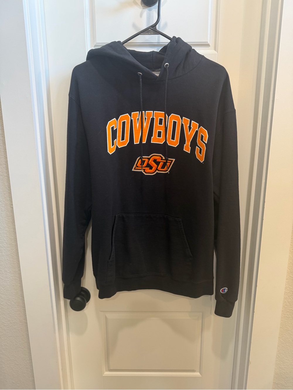 Champion Black Hoodie with Orange Cowboys Logo